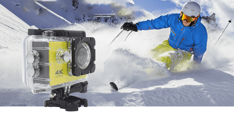 action camera skiing